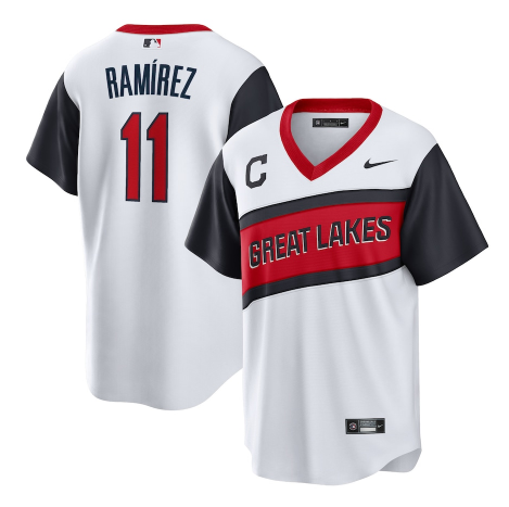 Men's Cleveland Indians #11 José Ramírez 2021 White Little League Classic Home Cool Base Stitched Baseball Jersey Men's Cleveland Indians #11 José Ramírez 2021 White Little League Classic Home Cool Base Stitched Baseball Jersey
